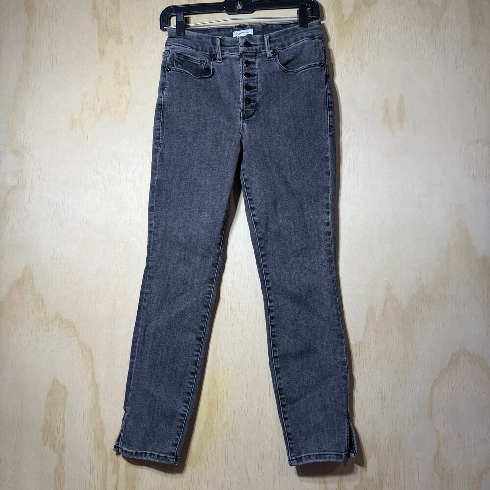 Good American High Rise Skinny Jeans Women’s 6 Gray Button Fly Stretch